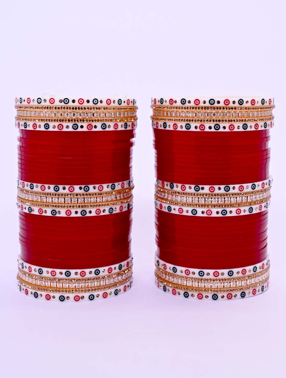 Rukmani Maroon Bangles With American Diamond Kada's Punjabi Chura