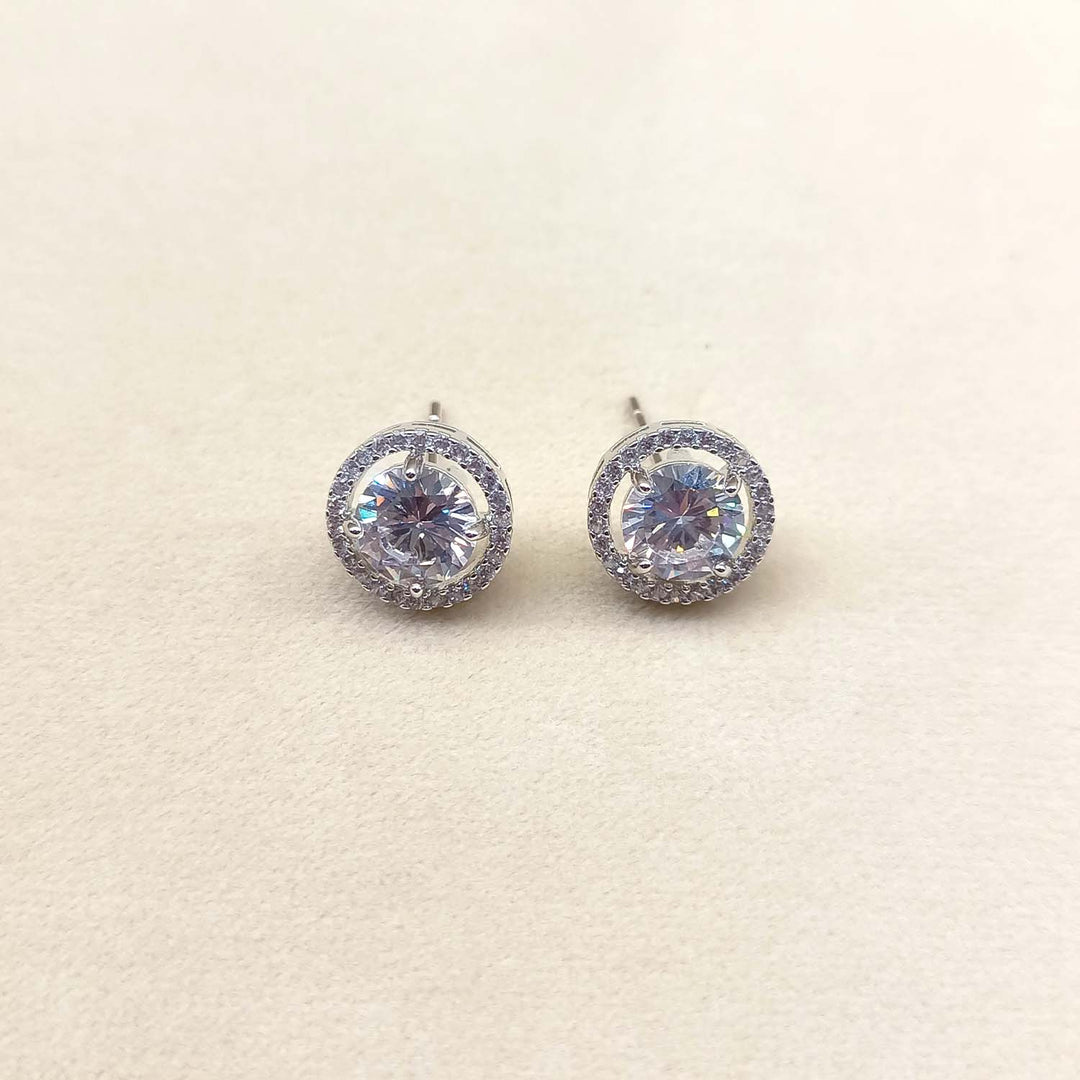 Kaumolika White American Diamond Silver Plated Stud