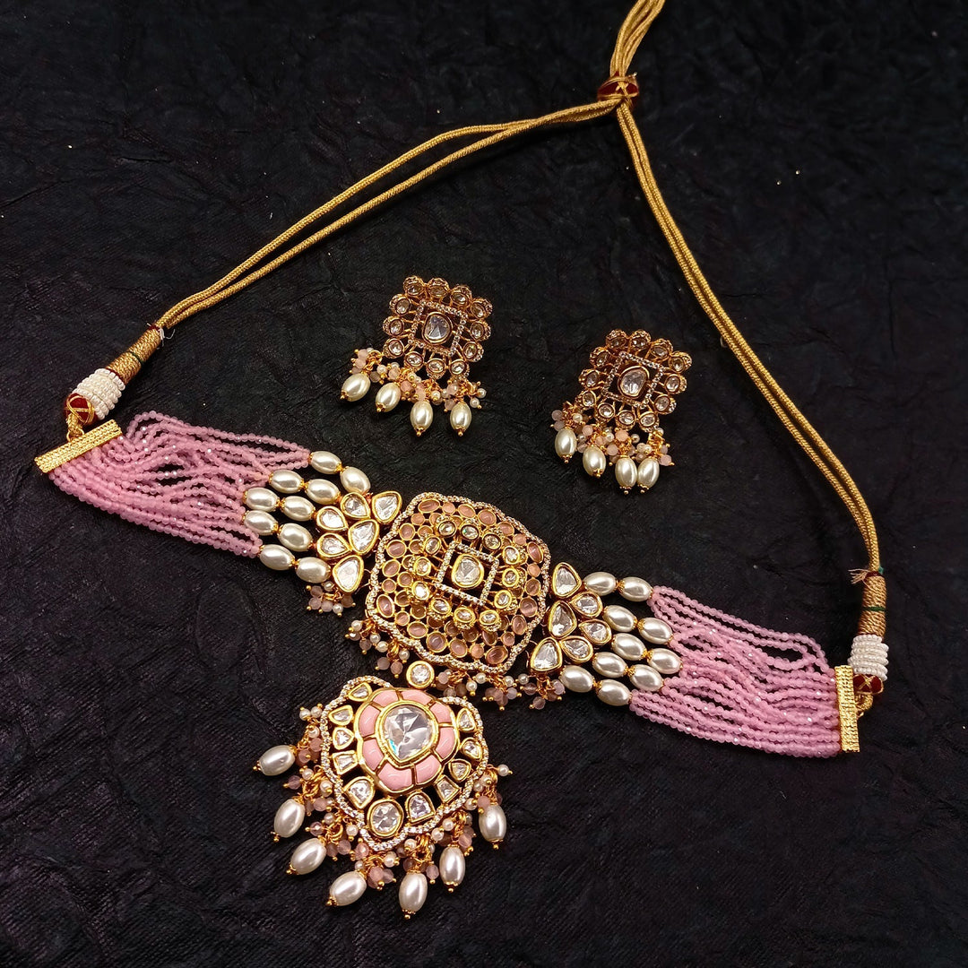 Zareen Baby Pink Kundan Choker