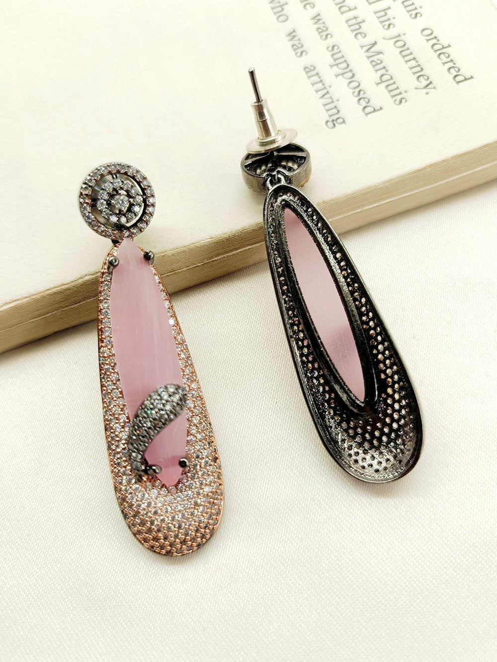 Mayuri Diamond Work Baby Pink Victorian Earrings