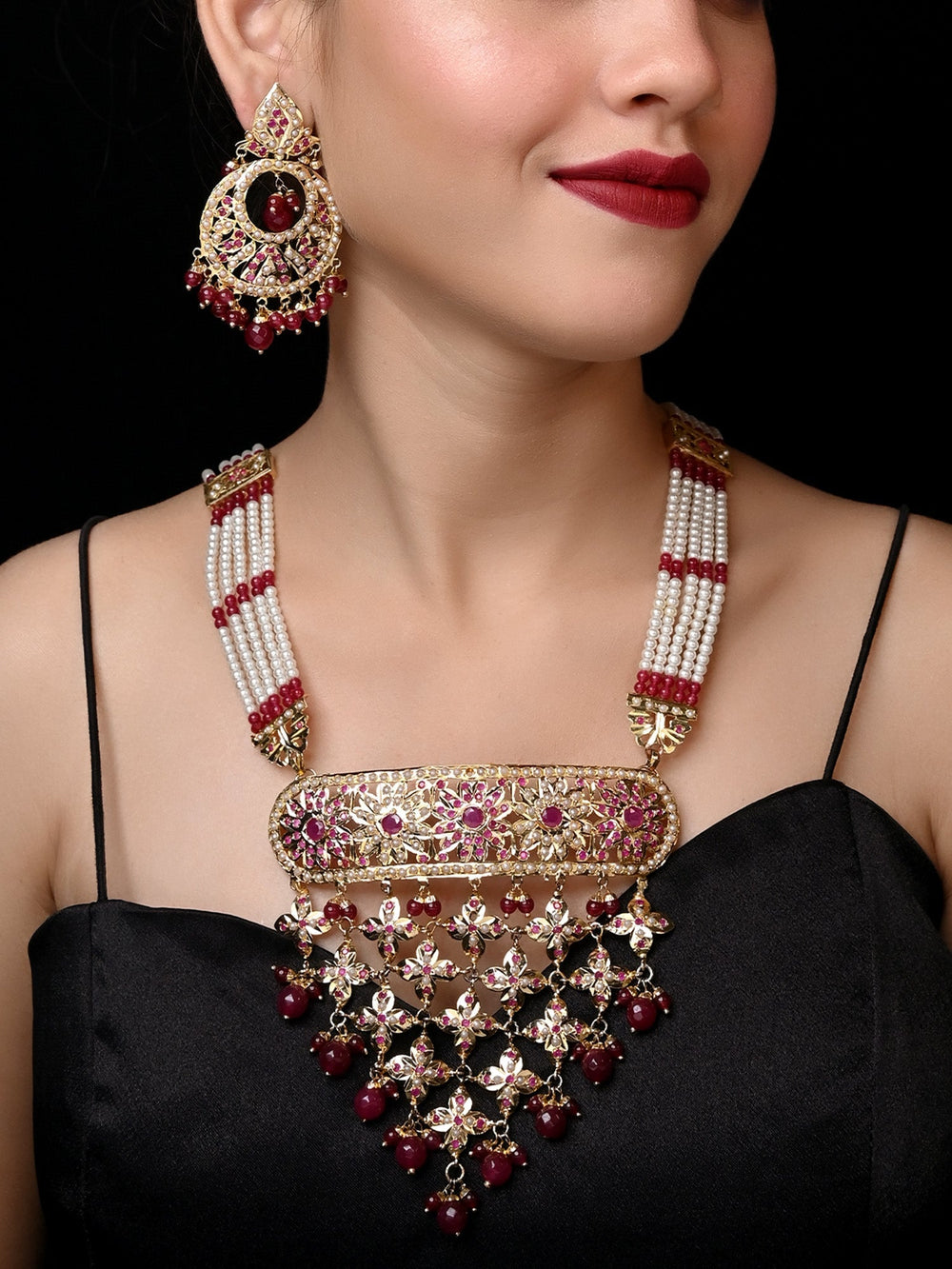 Ishnoor Ruby Jadau Necklace Set