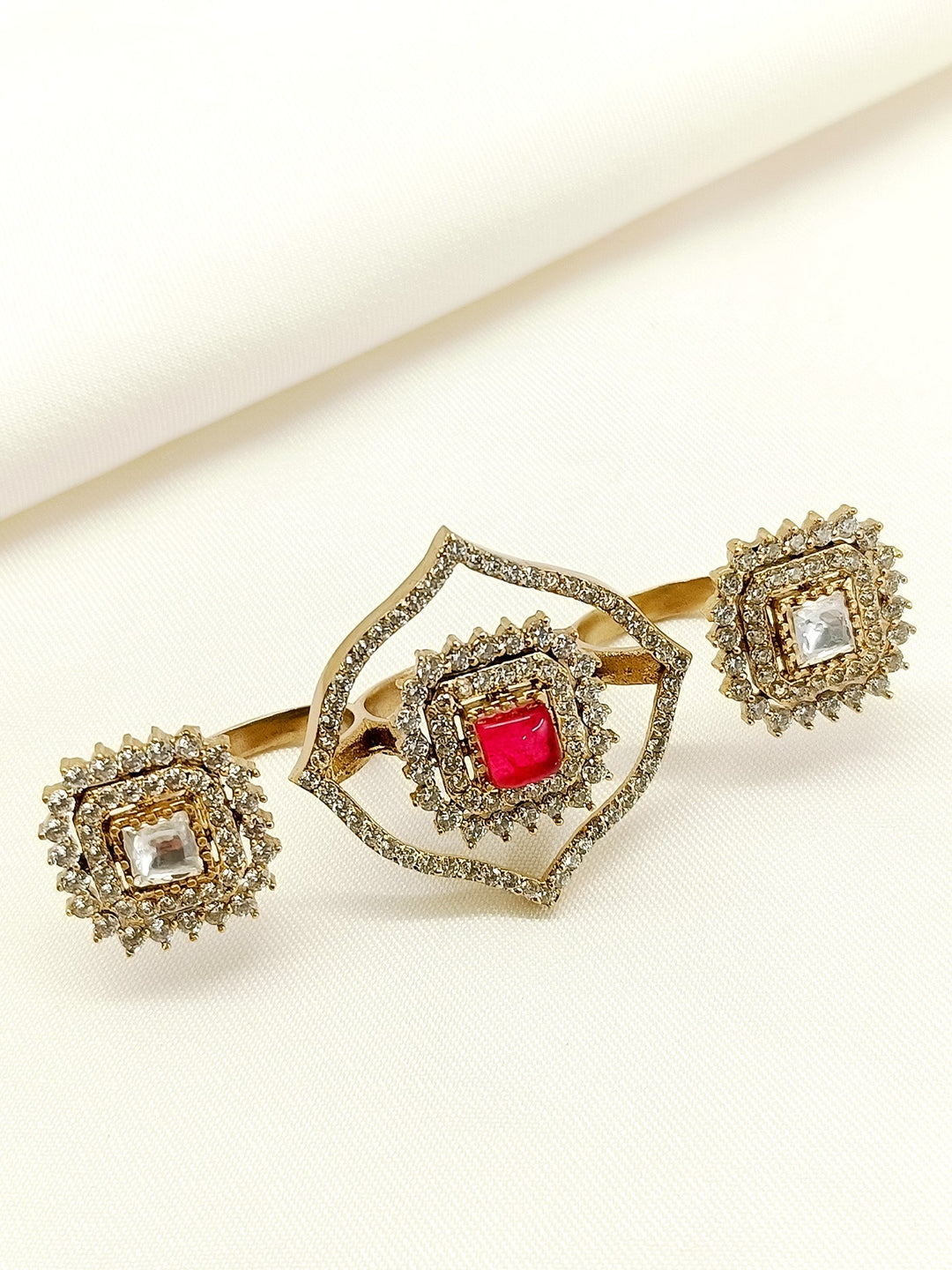 Asvee Ruby American Diamond Finger Ring