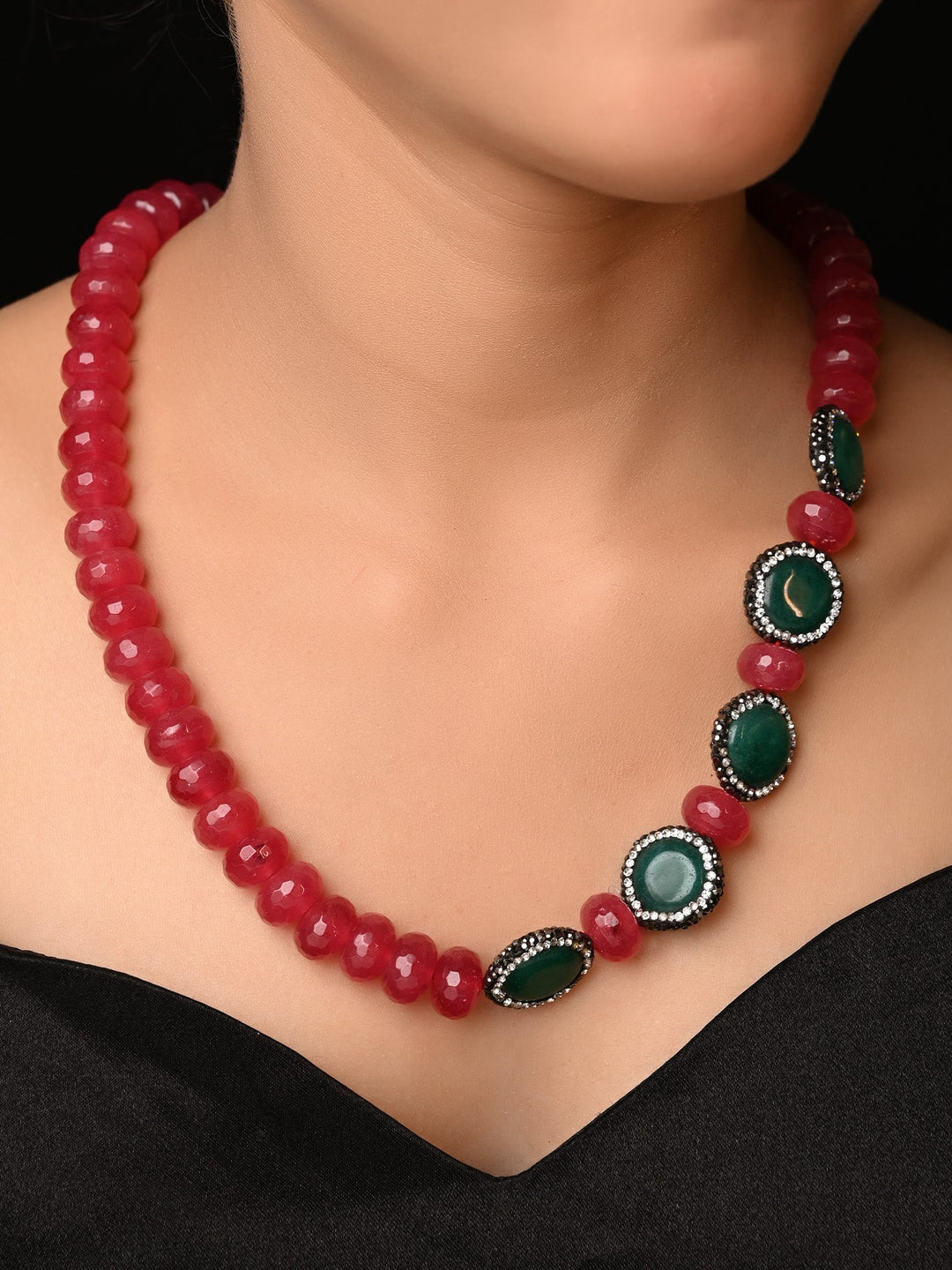 Jency Ruby Green Necklace Set