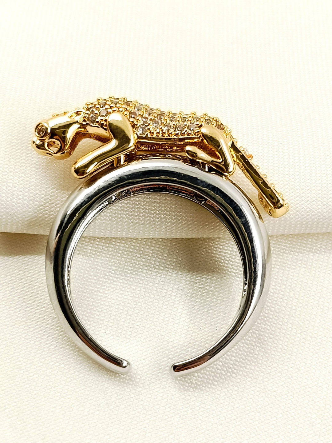Akshat Silver Men’s Jaguar Bracelet &amp; Ring Combo - Dual Tone