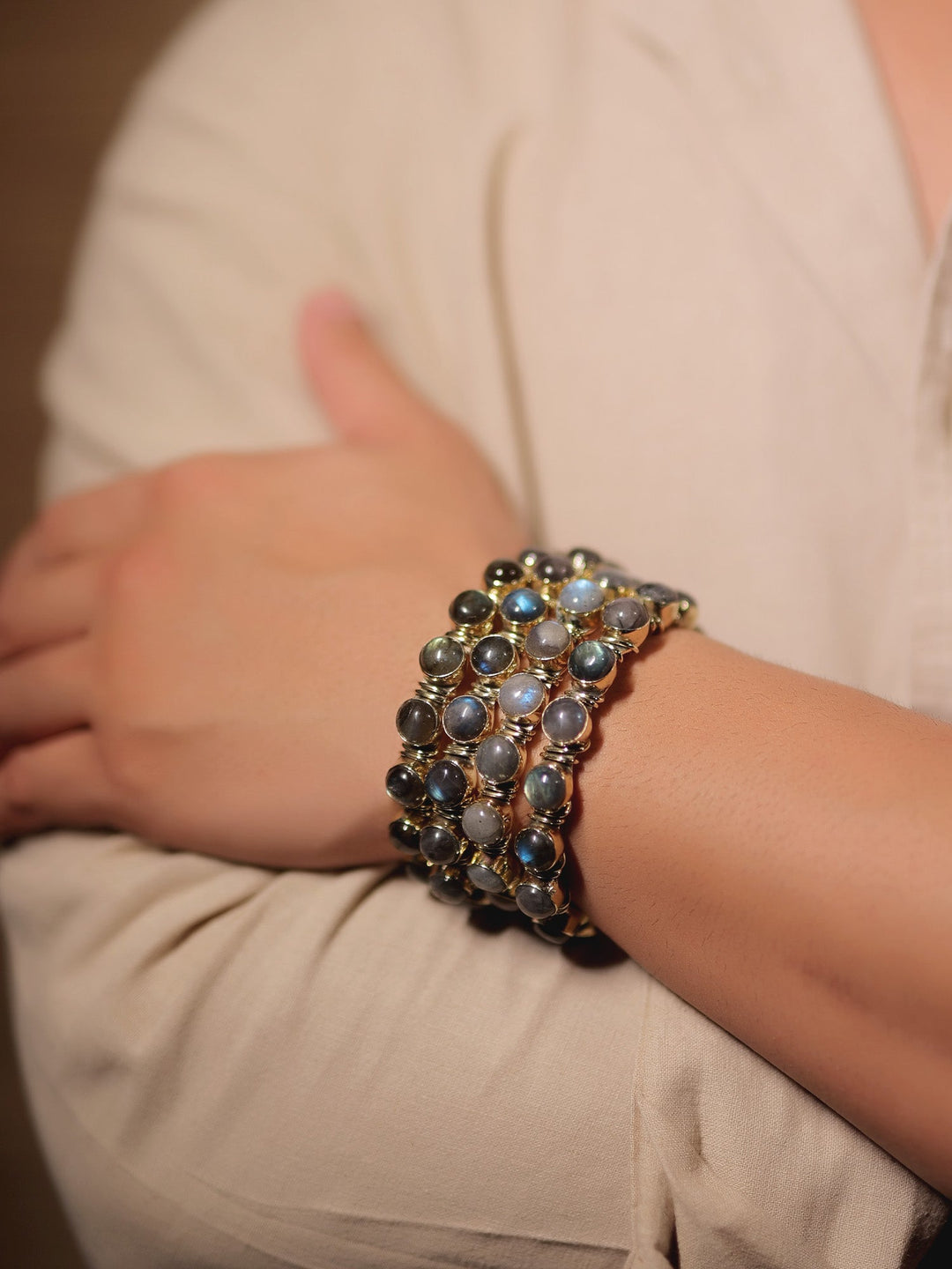 Nimash Gold Moonstone Men’s Bracelet - Men&
