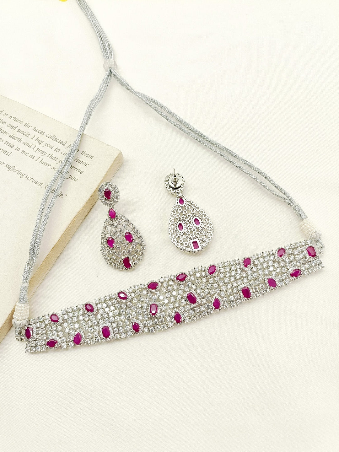 Sumira Ruby American Diamond Choker Set