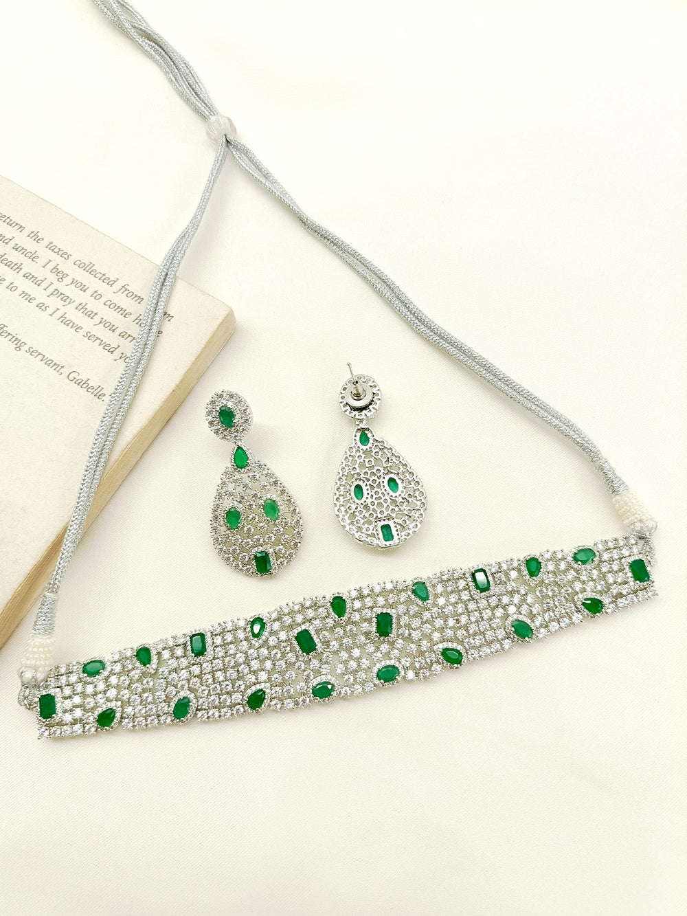 Sobhita Green American Diamond Choker Set