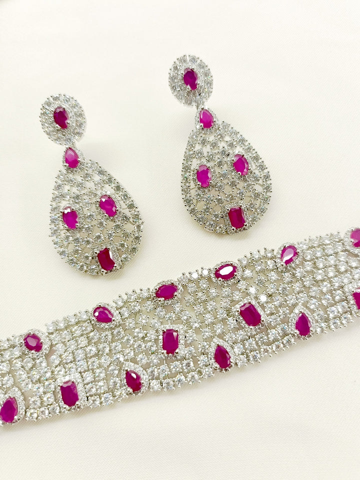 Sumira Ruby American Diamond Choker Set