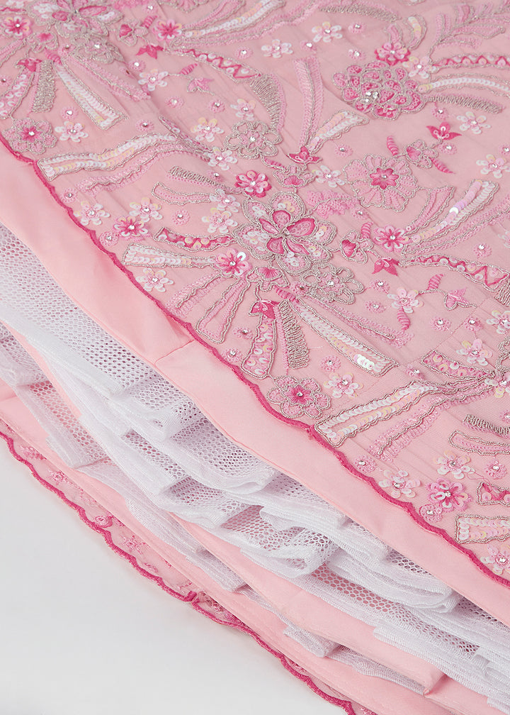 Baby Pink Georgette Lehenga Choli Highlighted with Sequins & Thread Embroidery