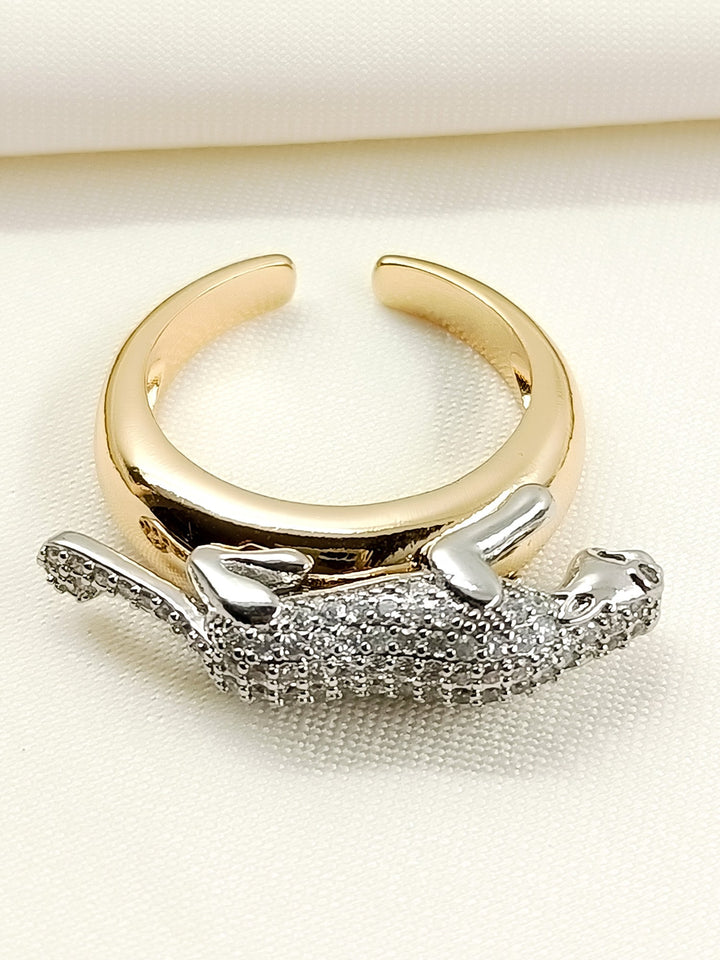 Ikshit Golden Men’s Jaguar Bracelet &amp; Ring Combo - Set