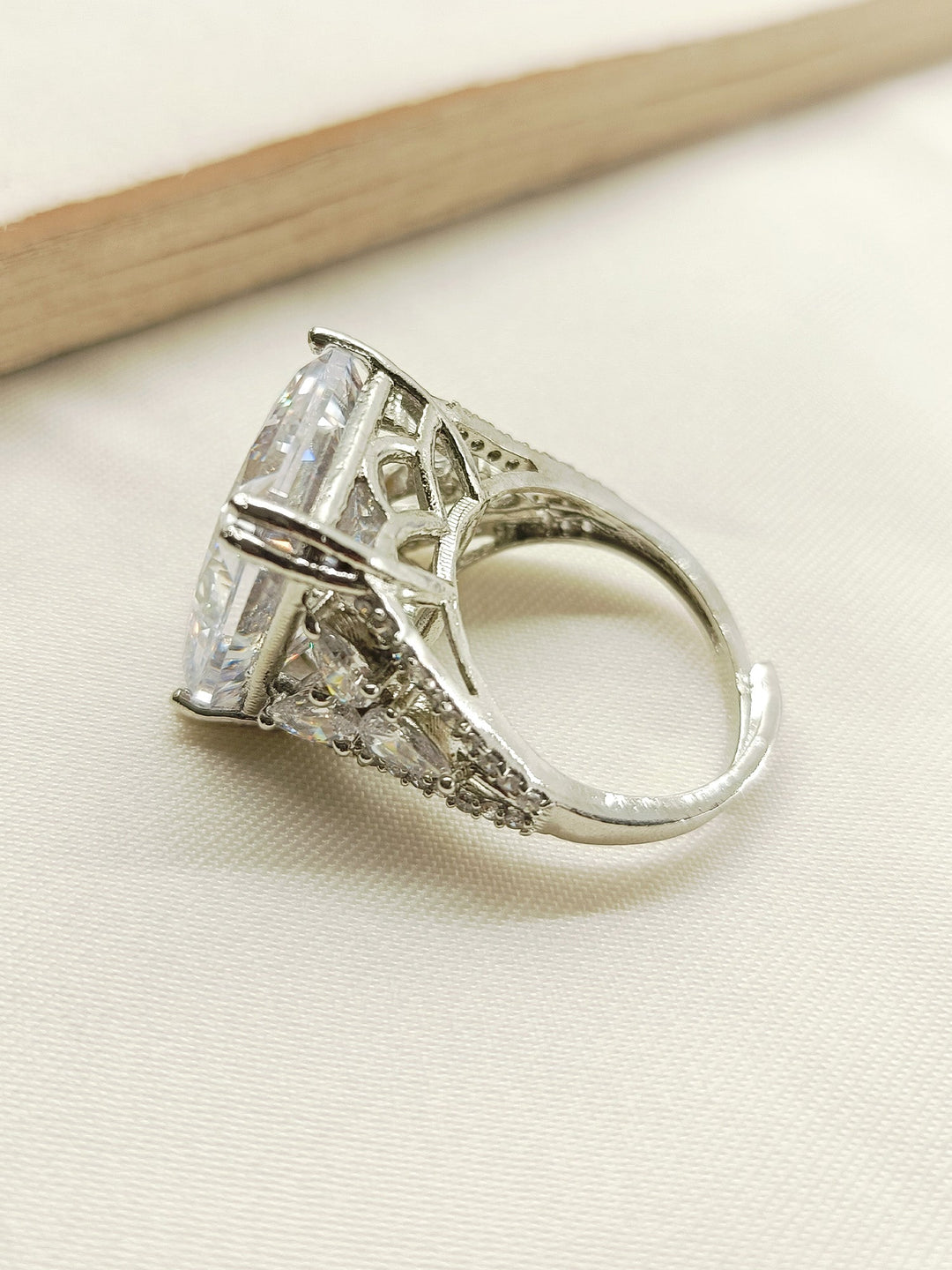 Siya White American Diamond Finger Ring