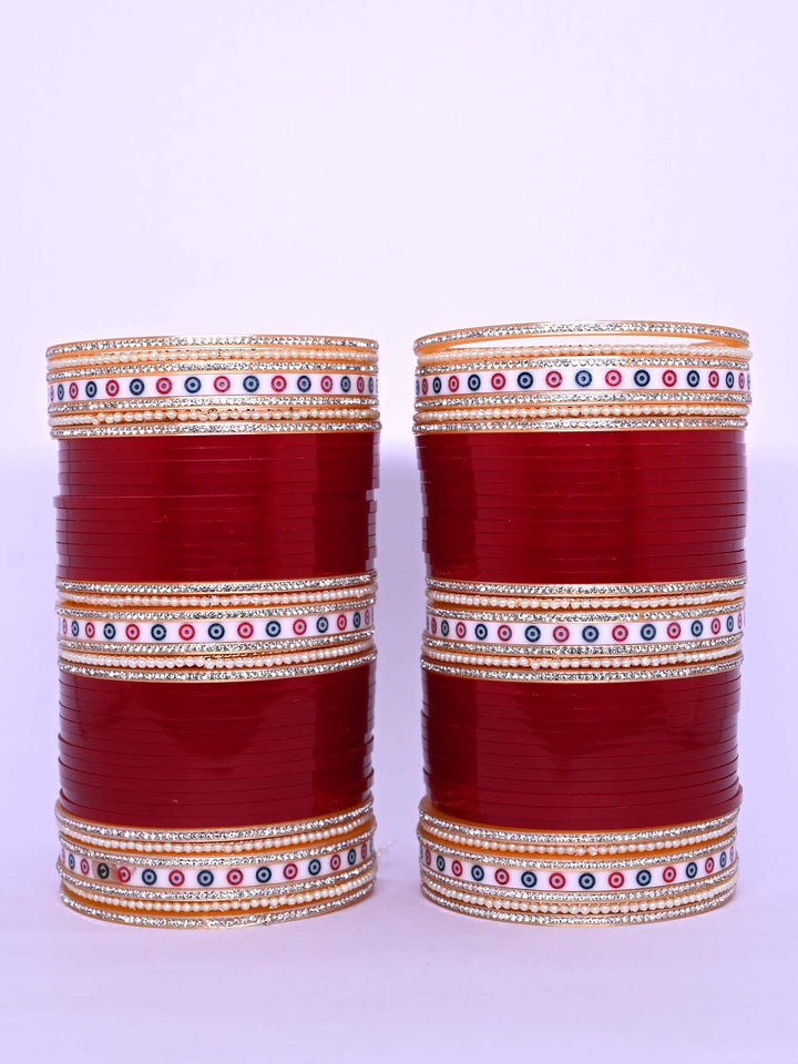 Amodini Bridal Bright Maroon Chura Set