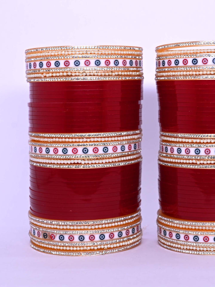 Amodini Bridal Bright Maroon Chura Set