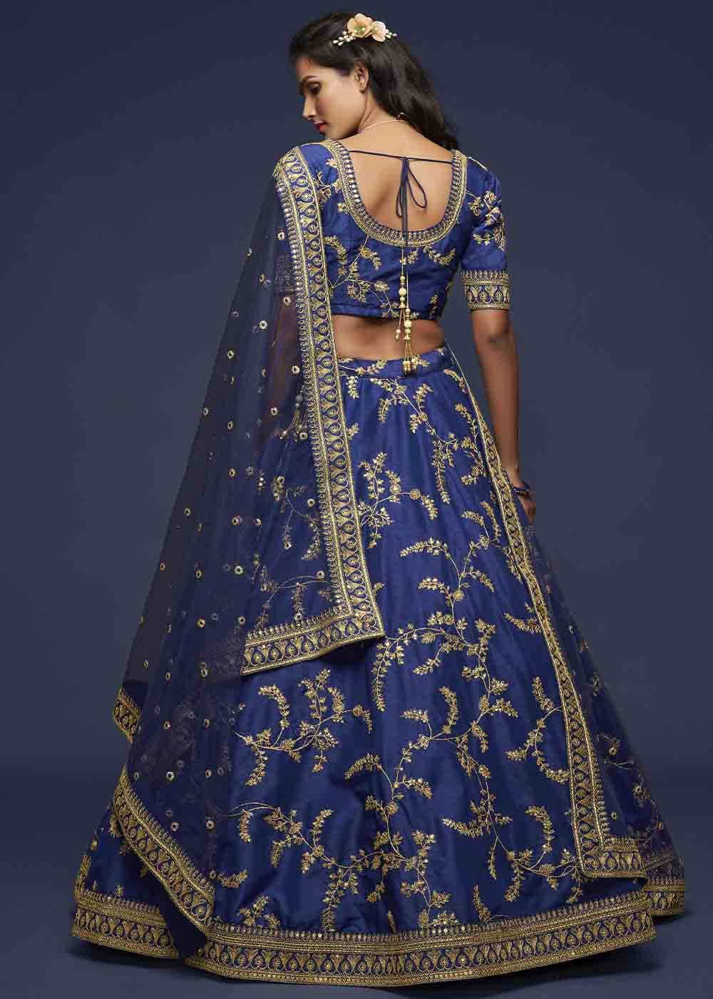 Admiral Blue Silk Lehenga Choli with Thread,Zari,Dori & Sequins work