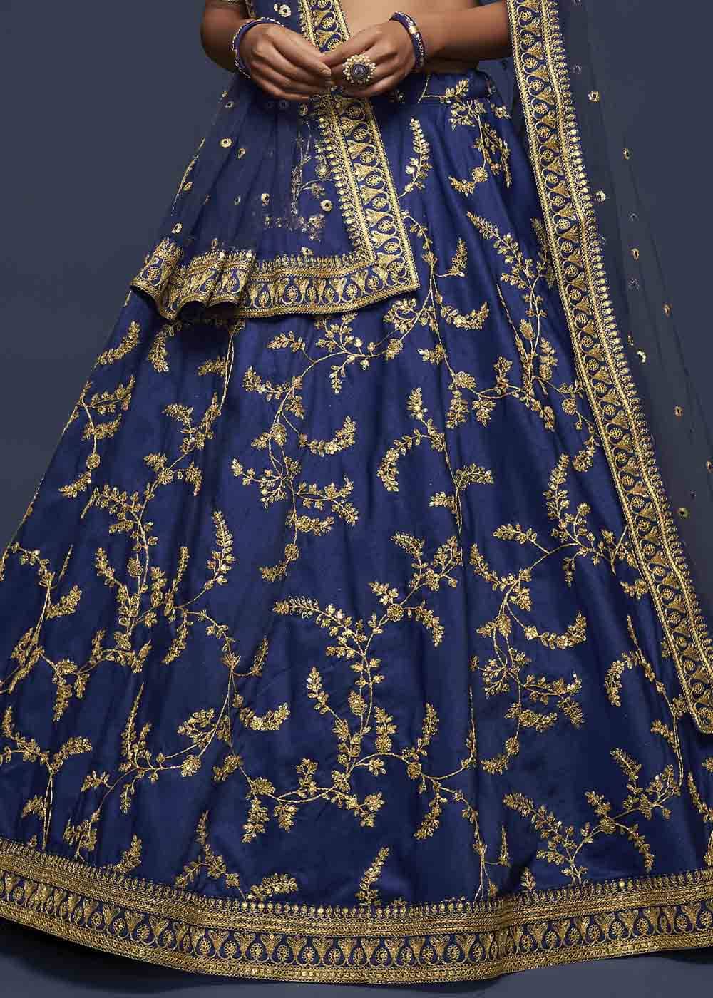 Admiral Blue Silk Lehenga Choli with Thread,Zari,Dori & Sequins work