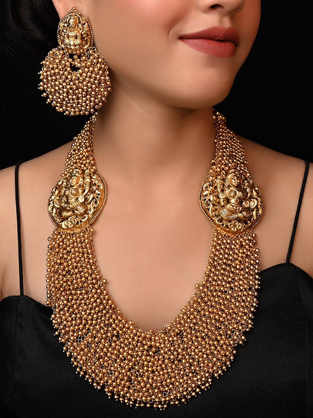 Aneeqa Long Temple Necklace Set