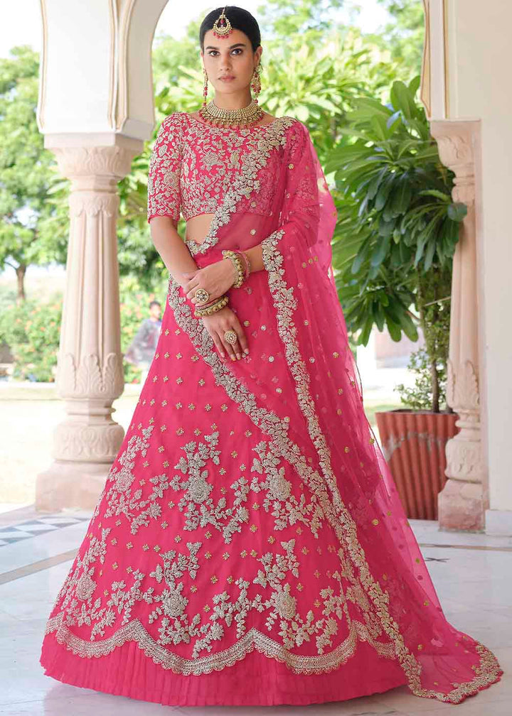 Cerise Pink Soft Net Lehenga Choli with Dori & Sequins work