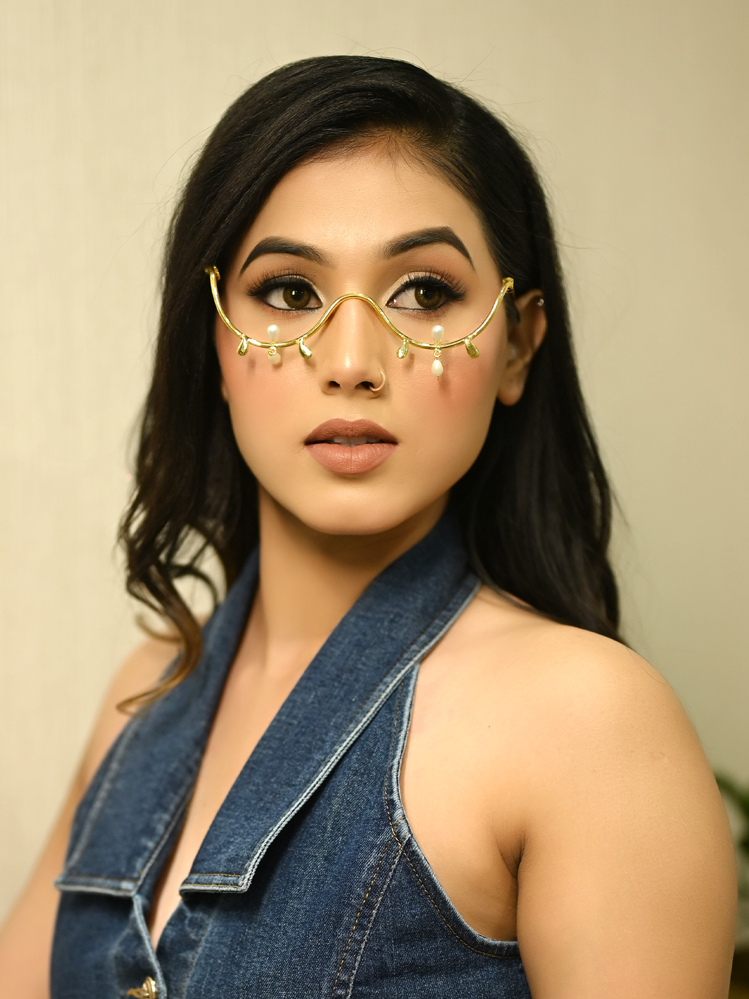 Brielle Handmade Metal Goggle Frame - Gold-Plated Brass