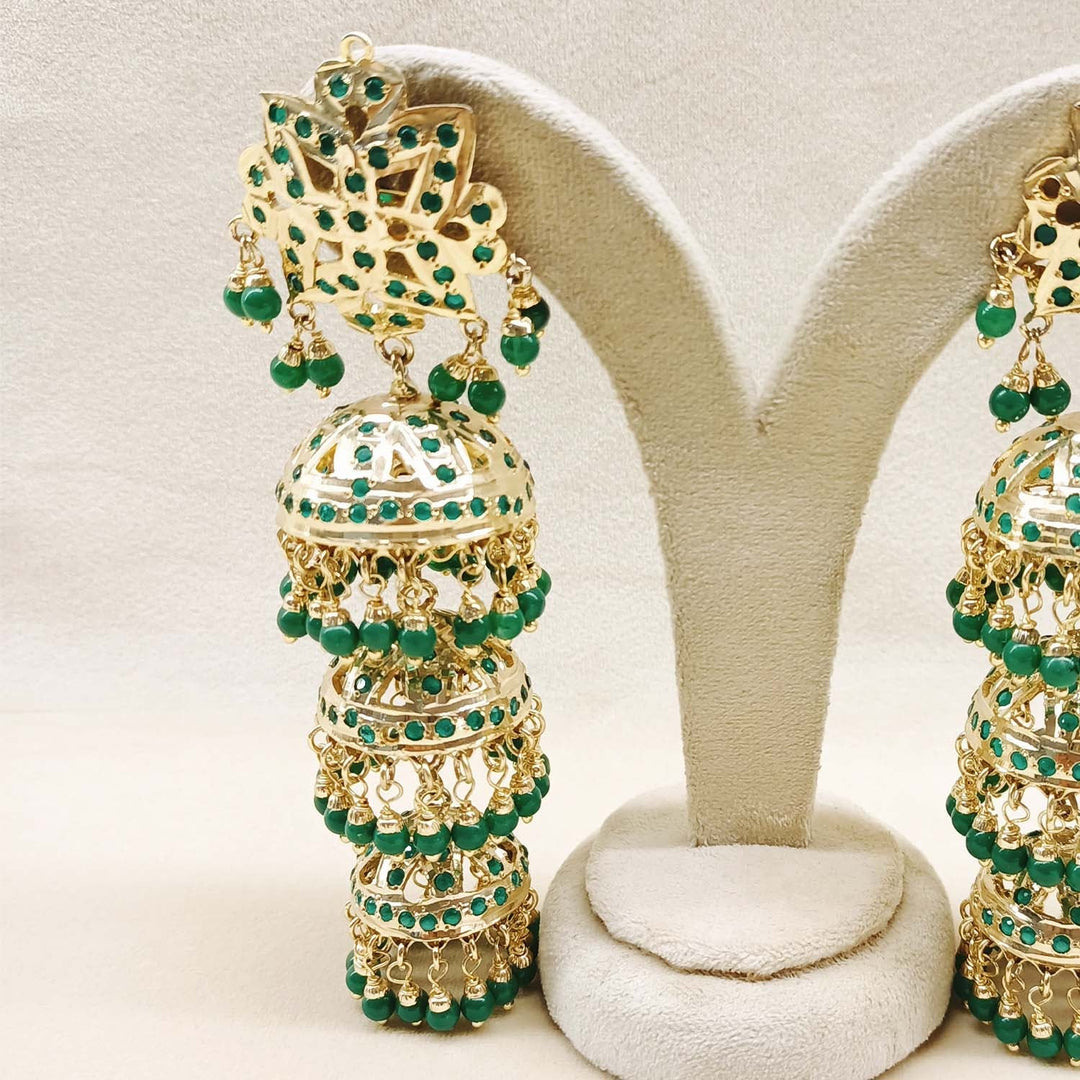 Arya Gold Plated Jadau Green Jhumki