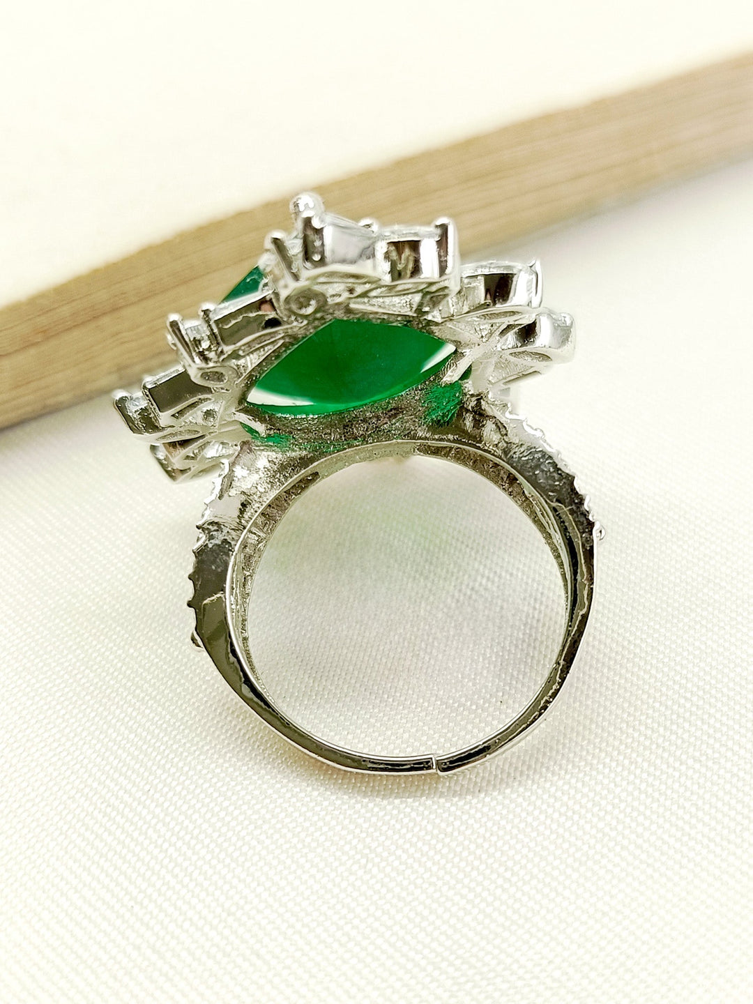 Gunjita Green American Diamond Finger Ring