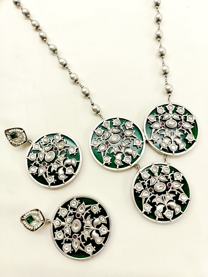 Sahira Green Oxidized Necklace Set