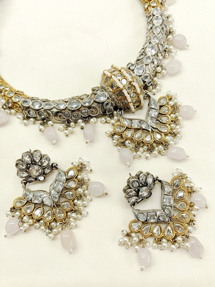 Aafia White Oxidized Necklace Set