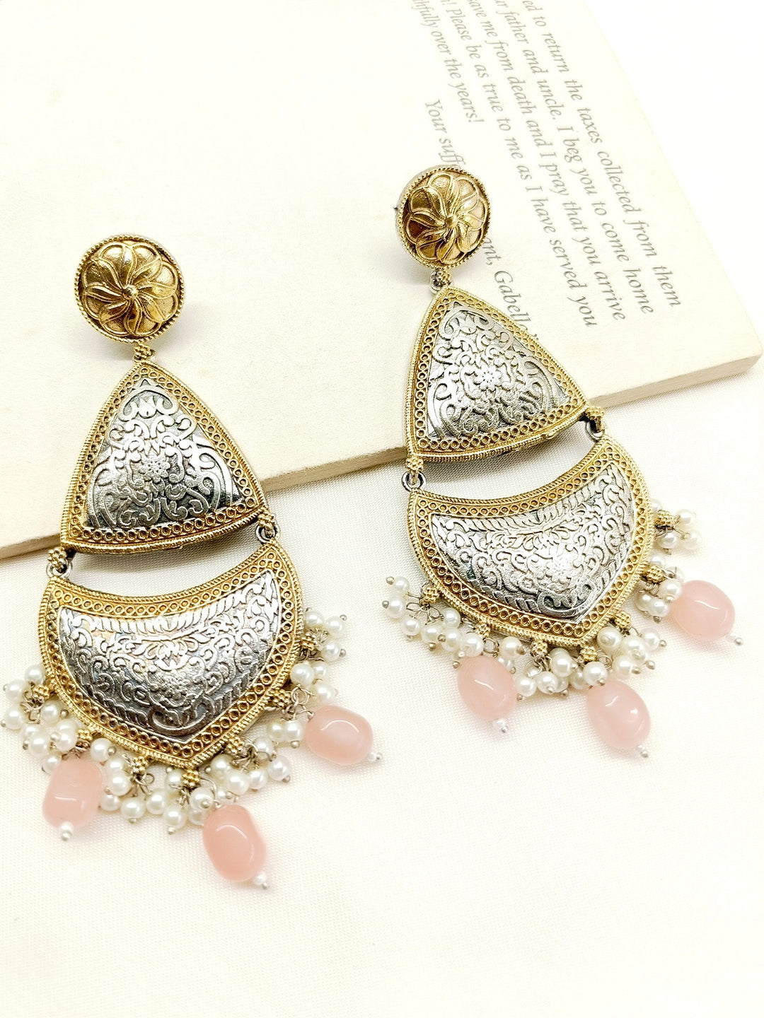 Rasaleena Peach Oxidized Earrings