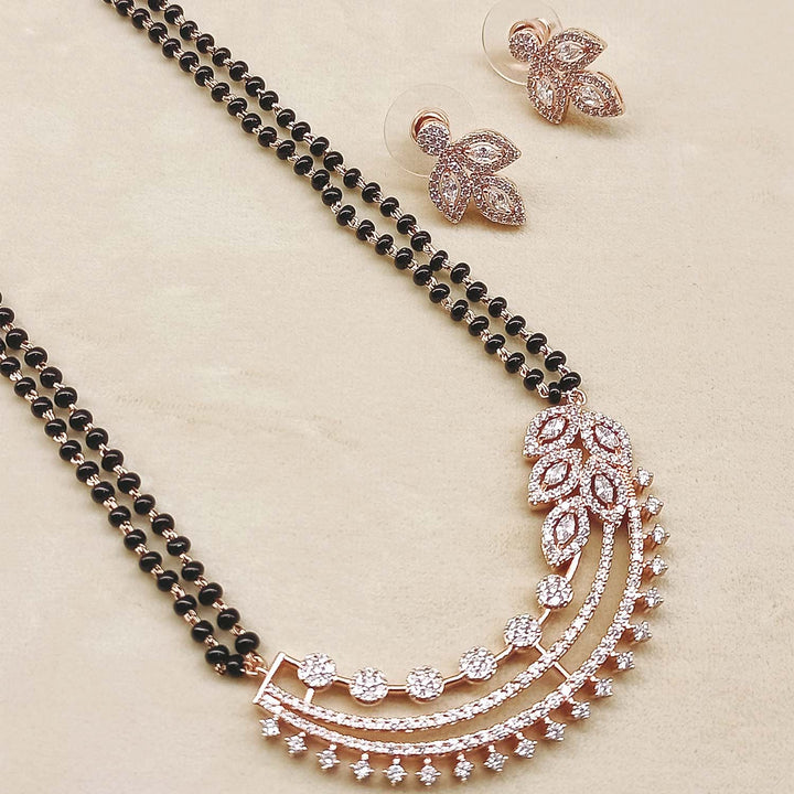 Helly AD And Black Beads Gold Plated Mangalsutra