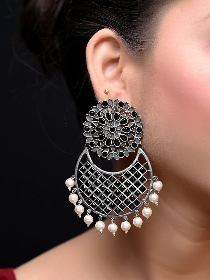 Anusha Black Oxidised Chandbali