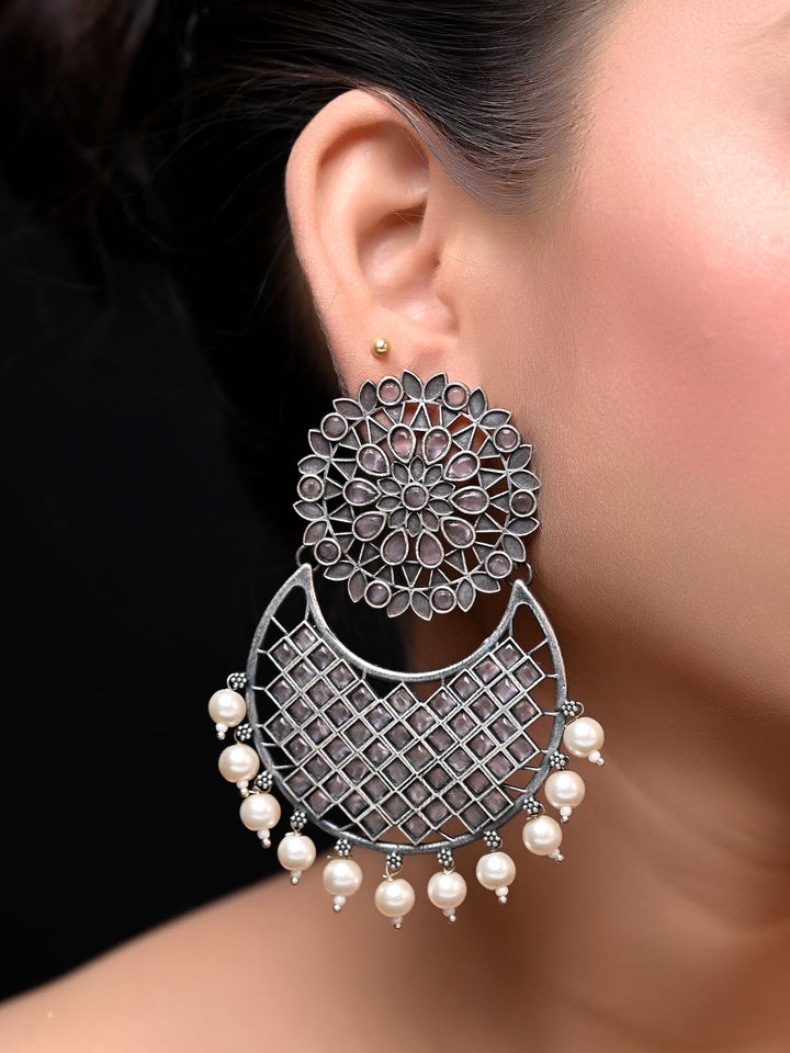 Ajisha Baby Pink Oxidised Chandbali