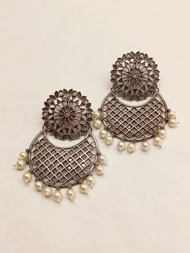 Ajisha Baby Pink Oxidised Chandbali