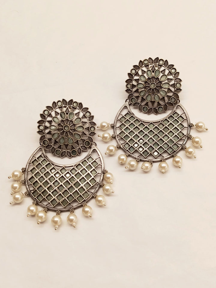 Shabina Mint Green Oxidised Chandbali