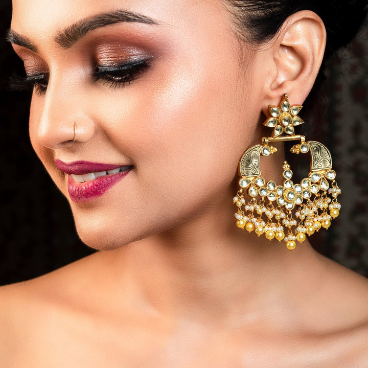 Archana Gold Plated Pachi Kundan Earrings