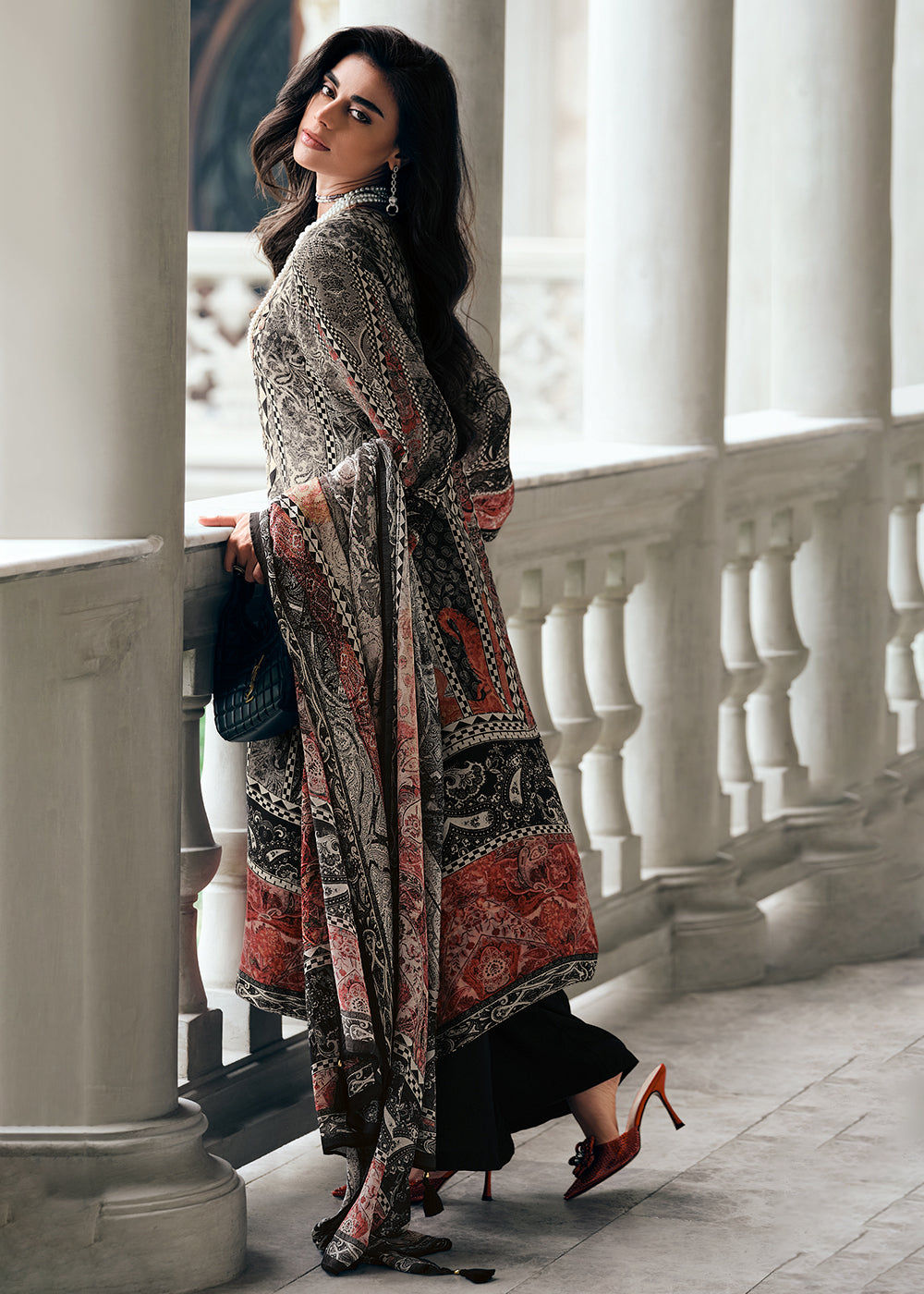 Pitch Black Digitally Printed Muslin Silk Salwar Suit