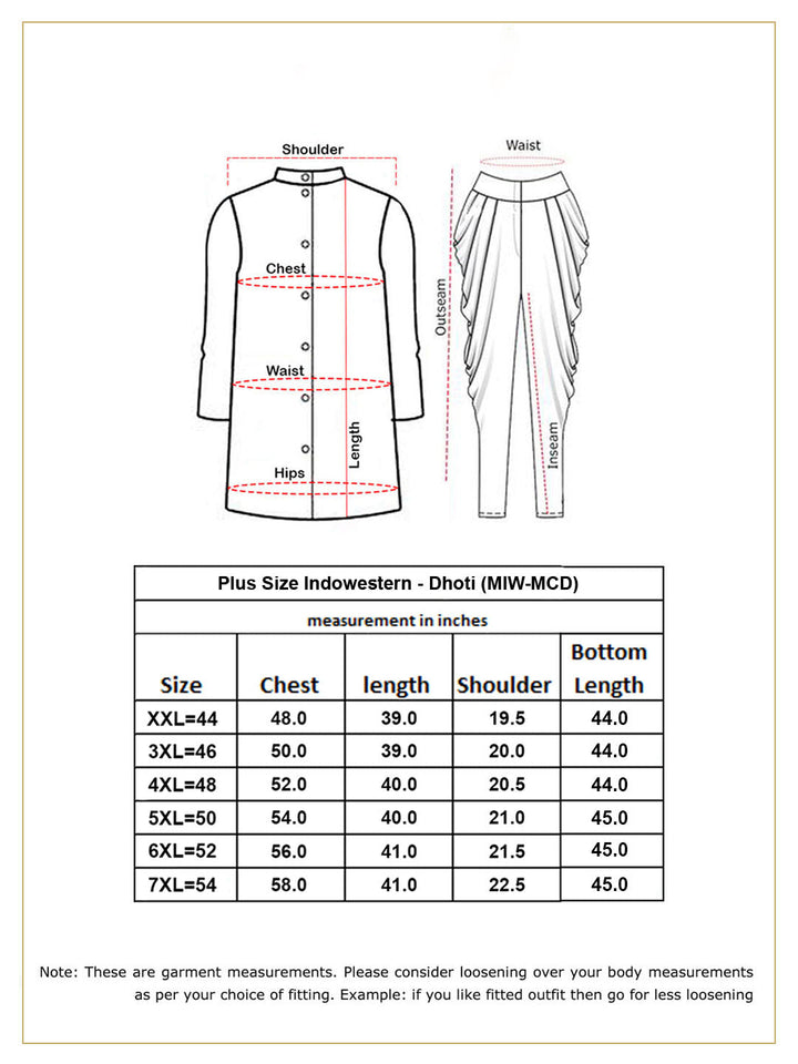 Men's Plus Size Navy Blue Slim Fit Sherwani Set