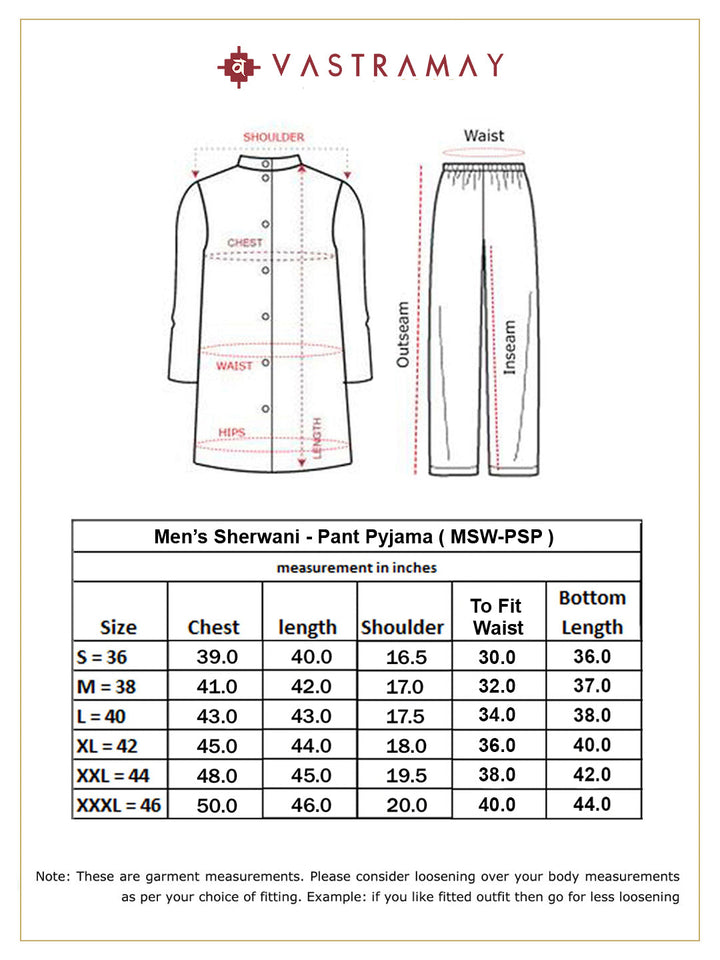 Men's Black Silk Blend Sherwani,Kurta And Pyjama Set