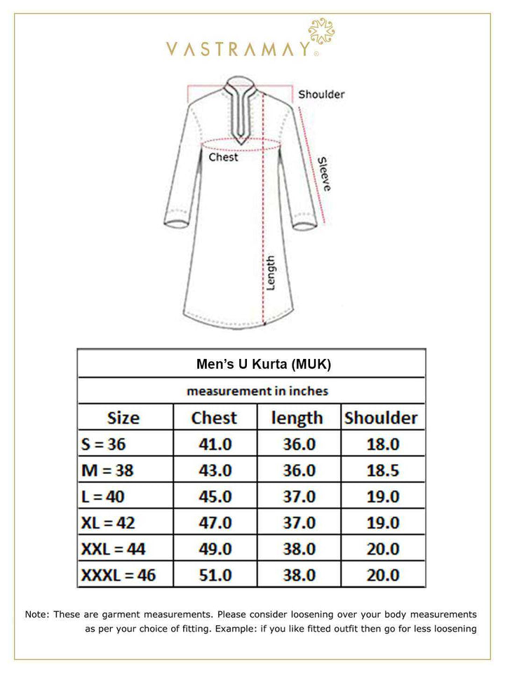 Men's Gold Silk Blend Curved Kurta