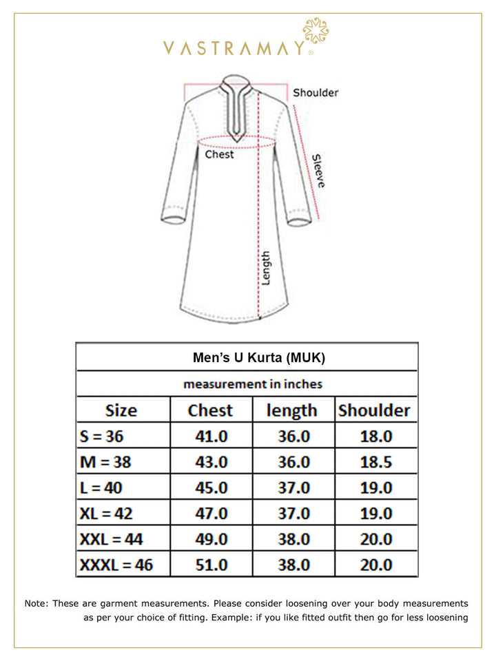 Men's Gold Silk Blend Curved Kurta