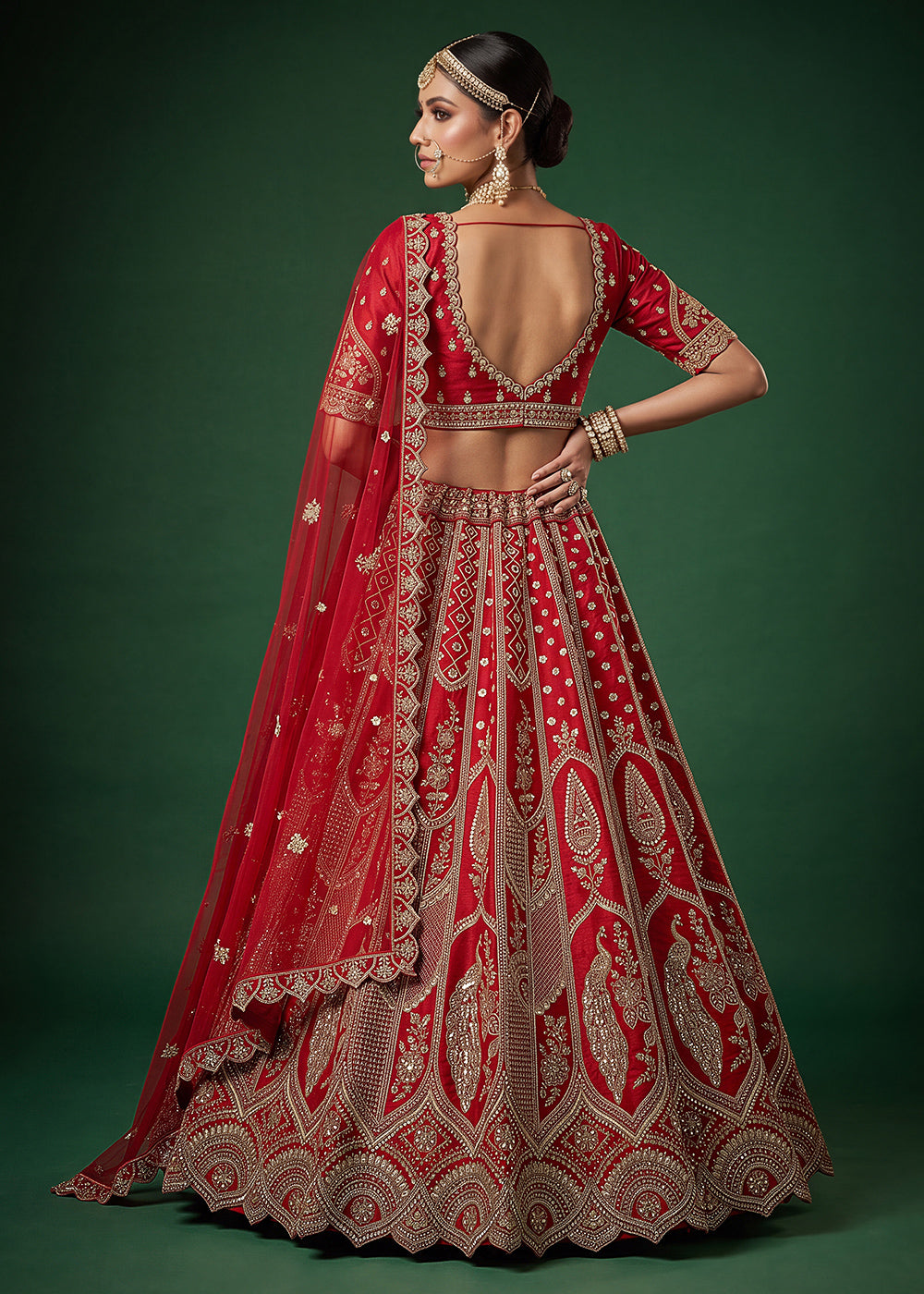 Maroon Red Banarasi Silk Bridal Lehenga Choli with Intricate Royal Embellishments