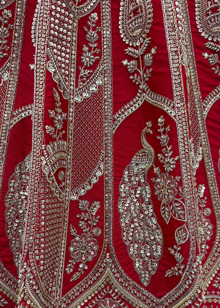 Maroon Red Banarasi Silk Bridal Lehenga Choli with Intricate Royal Embellishments
