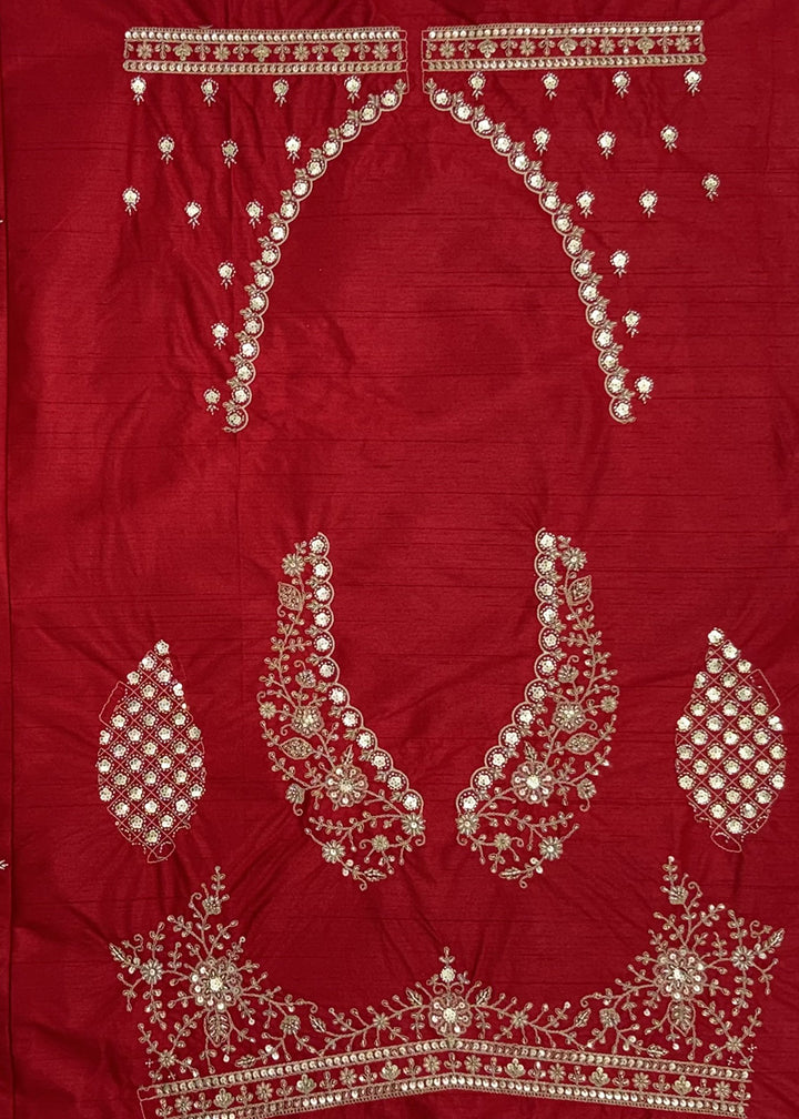 Maroon Red Banarasi Silk Bridal Lehenga Choli with Intricate Royal Embellishments