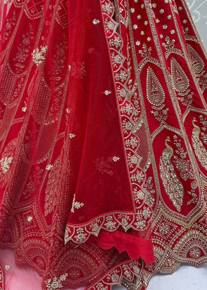 Maroon Red Banarasi Silk Bridal Lehenga Choli with Intricate Royal Embellishments