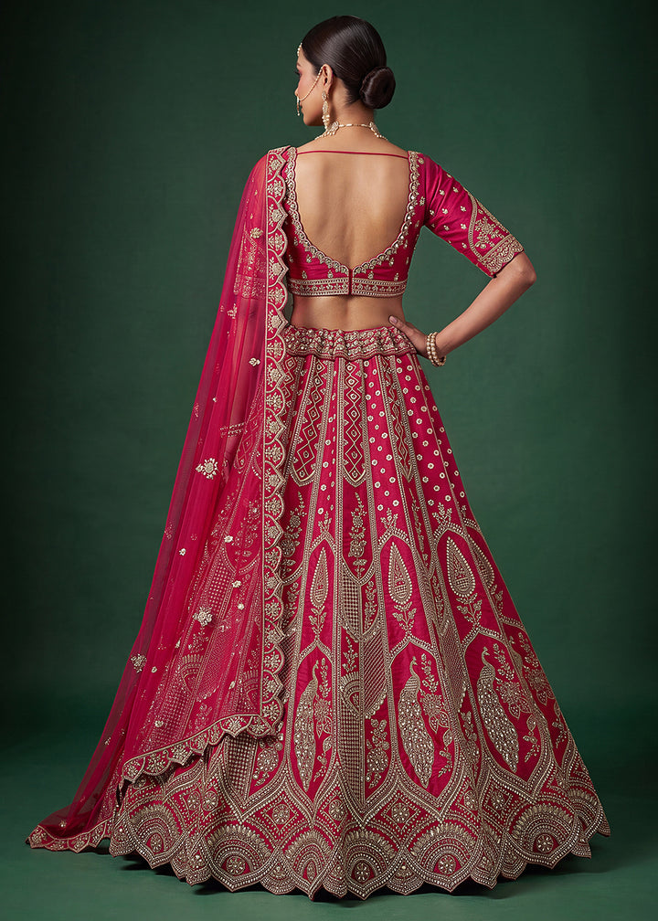 Magenta Pink Banarasi Silk Bridal Lehenga Choli with Intricate Royal Embellishments