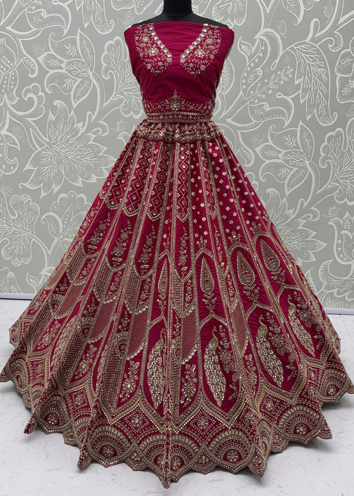 Magenta Pink Banarasi Silk Bridal Lehenga Choli with Intricate Royal Embellishments