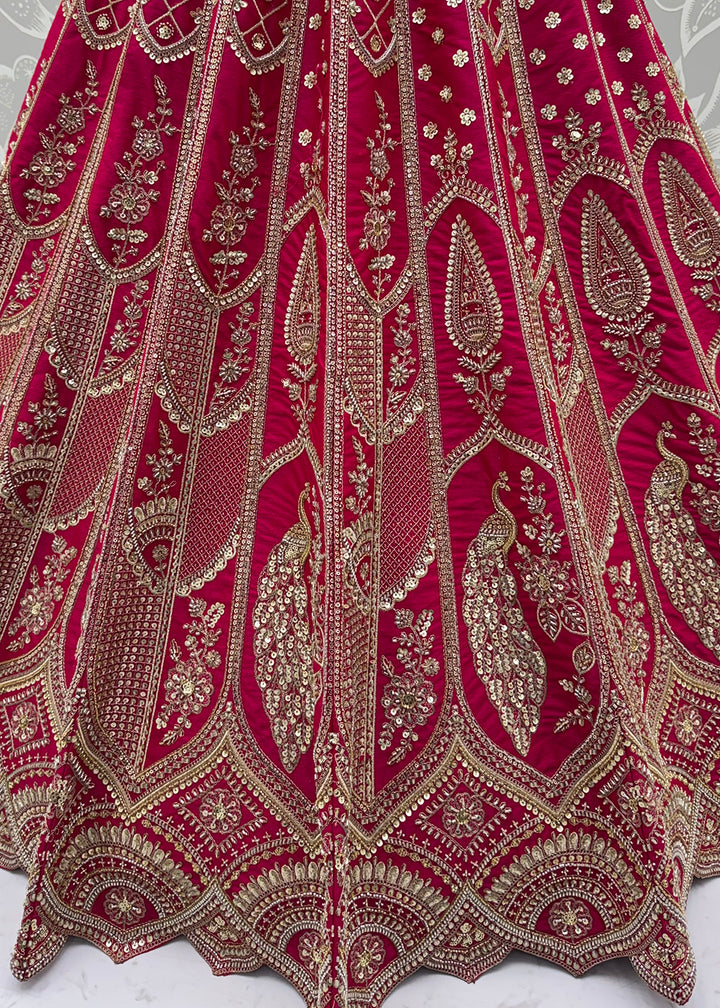 Magenta Pink Banarasi Silk Bridal Lehenga Choli with Intricate Royal Embellishments