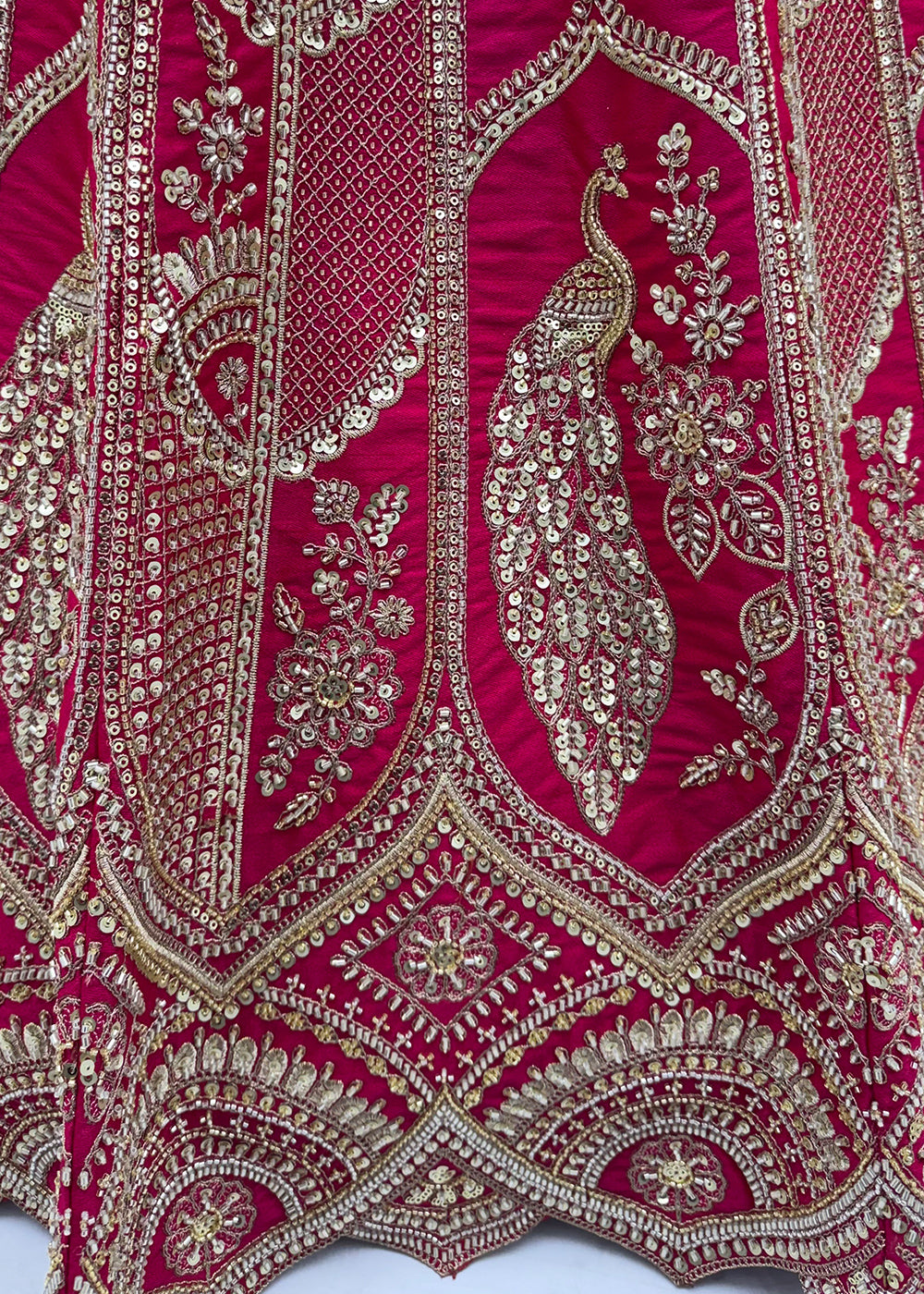 Magenta Pink Banarasi Silk Bridal Lehenga Choli with Intricate Royal Embellishments
