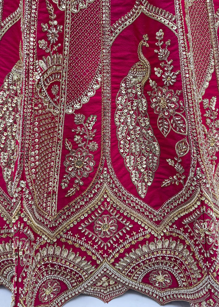 Magenta Pink Banarasi Silk Bridal Lehenga Choli with Intricate Royal Embellishments