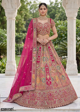Magenta Pink Banarasi Silk Bridal Lehenga Choli with Intricate Resham & Zari Detailing