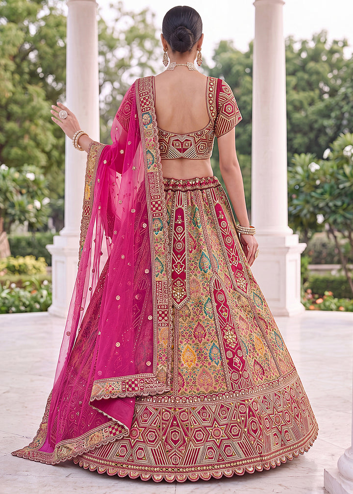 Magenta Pink Banarasi Silk Bridal Lehenga Choli with Intricate Resham &amp; Zari Detailing