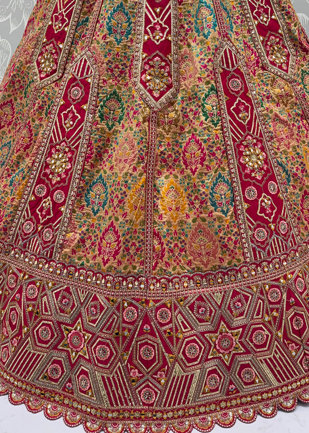 Magenta Pink Banarasi Silk Bridal Lehenga Choli with Intricate Resham &amp; Zari Detailing